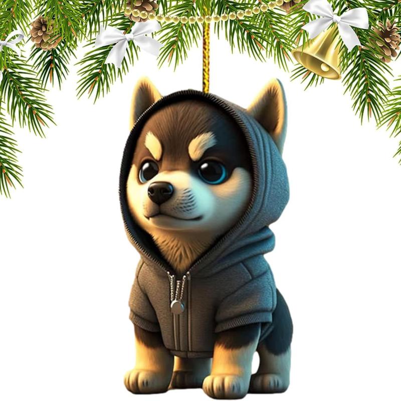 New Christmas Cute Dog Series Christmas Tree Decorations Car Acrylic Pendant AVE