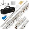 Eastar Flute Silver Plated 16 Hole Ring Key with E Mechanism Offset Flute Stand Specialized Case Beginner Set & (Silver)