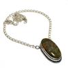 Unakite Gemstone 925 Silver Plated Handmade Jewelry Necklace 18"