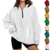 Women's Casual Fashion Long Sleeve Solid Color Zip Hooded Sweatshirt Top With Pocket
