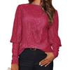 Women Tops Round Neck Lantern Long Sleeve Jumper Tops Loose Fit Glitter