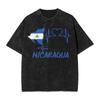 Nicaragua Flag Map Heartbeat for Nicaraguan T Shirts Hip Hop Washed Oversize T-Shirts for Tops Streetwear Summer Tee Shirt