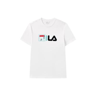 Fila Логотип Круглый вырез Модный пуловер Футболка с коротким рукавом Мужские топы Белый F51M228175FWT