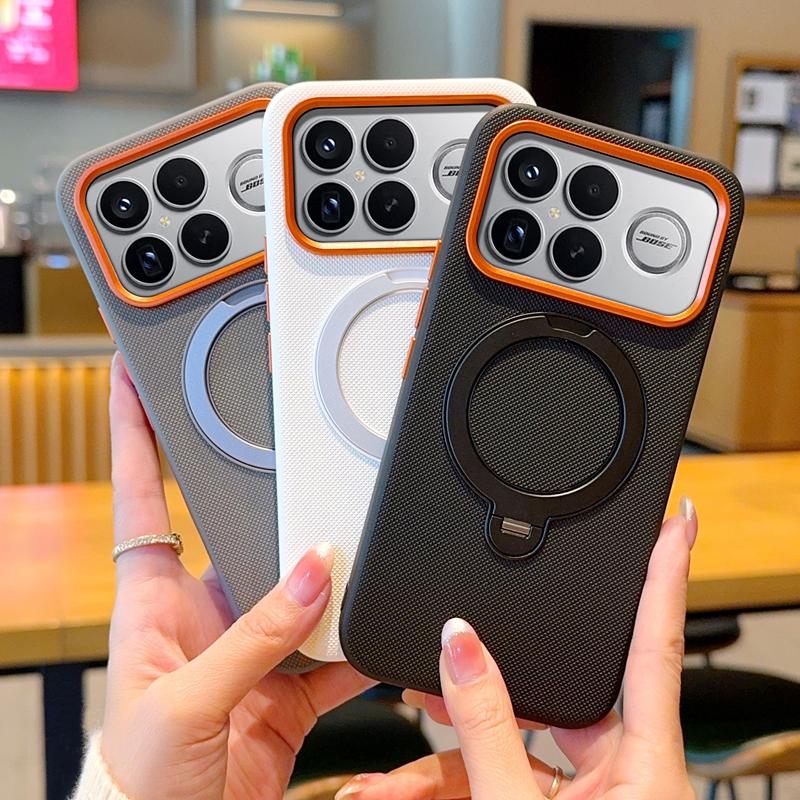 Деловой чехол для телефона с крестообразным узором для Xiaomi POCO F8 Pro F8 Ultra, кольцо-подставка из металла с магнитом, защита, противоударный бампер