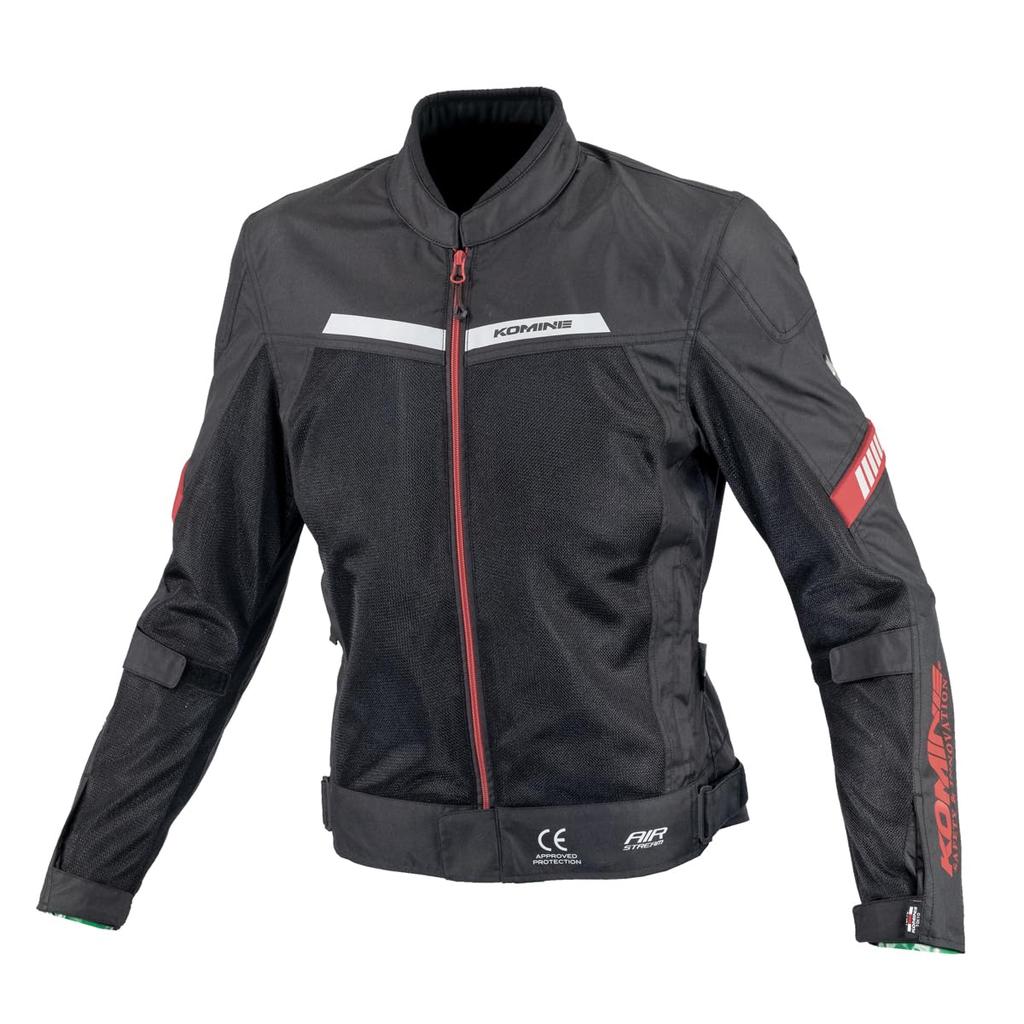KOMINE Модель 2025 JK-177 Enigmalite Полусетчатая куртка для мотоцикла Весна Лето Стандарт CE Защита Сетка Черный Красный L