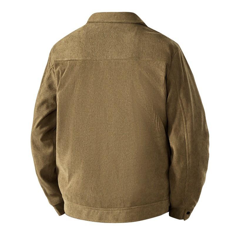 Mens Corduroy Jacket Casual Slim Fit Workwear Style Single Breasted Notched Collar Outerwear