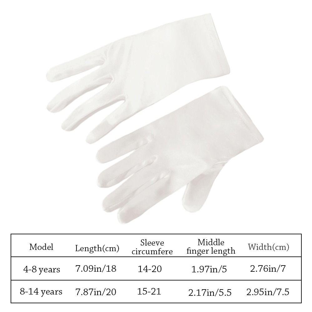 White Children's Wedding Gloves Glossy Satin Etiquette Dress Gloves Creative Dance Gloves Holiday