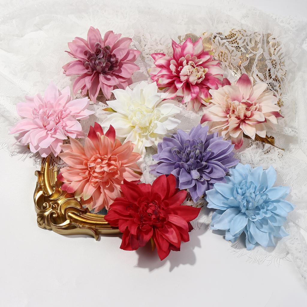 5/10Pcs 9cm Artificial Dahlia Silk Flower Heads Simulated Flower Home Room Decoration Wedding Decoration DIY Wreath Accessory