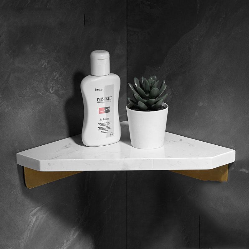 Черный/Белый Мрамор Угловая Полка для Ванной Комнаты Матовое Золото Настенная Полка для Хранения в Душе Шампуня Угловая Полка