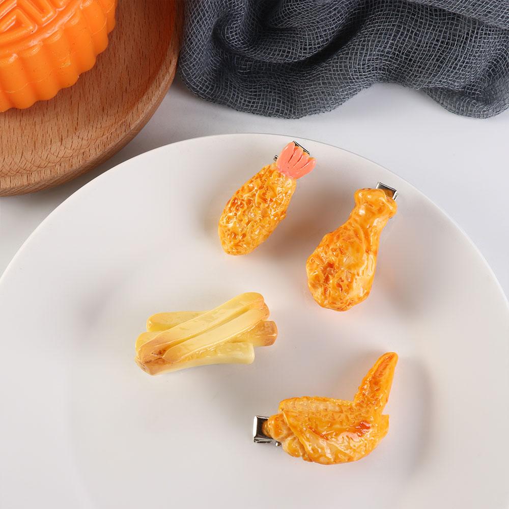 Каваи Жареная Курица Имитация Еды Заколка для Волос Картофель Фри Зажим-Уточка Заколка для Волос с Имитацией Еды Геометрия Зажим для Челки Девочки