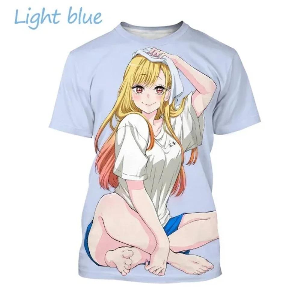 Футболки с изображением персонажа аниме Марин Китагава для мужчин и женщин с 3D-принтом, летние футболки Harajuku с круглым вырезом, дышащие, с коротким рукавом, повседневные детские футболки