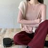 Женская облегающая футболка с круглым вырезом, цветовыми блоками и длинным рукавом, имитация двухслойности, весна 2026
