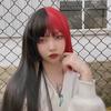 Two-Tone Black and Red Princess Cut Wig - Long Straight Synthetic Fiber for Halloween