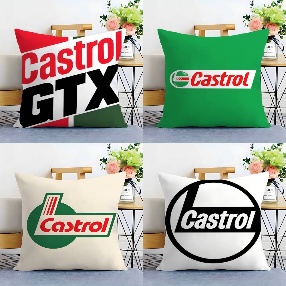 Logo C-Castrol Pillow Case Plush Fabric Soft Double Sided Print Home Sofa High Quality Cushion Cover Throw