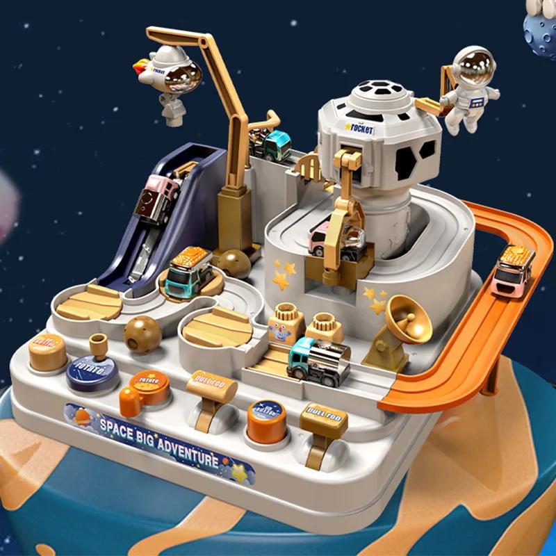 Детская головоломка, автомобиль, космический трек, игрушки, мини-железная дорога, детская игрушка, гоночный поезд Монтессори, механическое приключение, настольная игра, подарки для малышей
