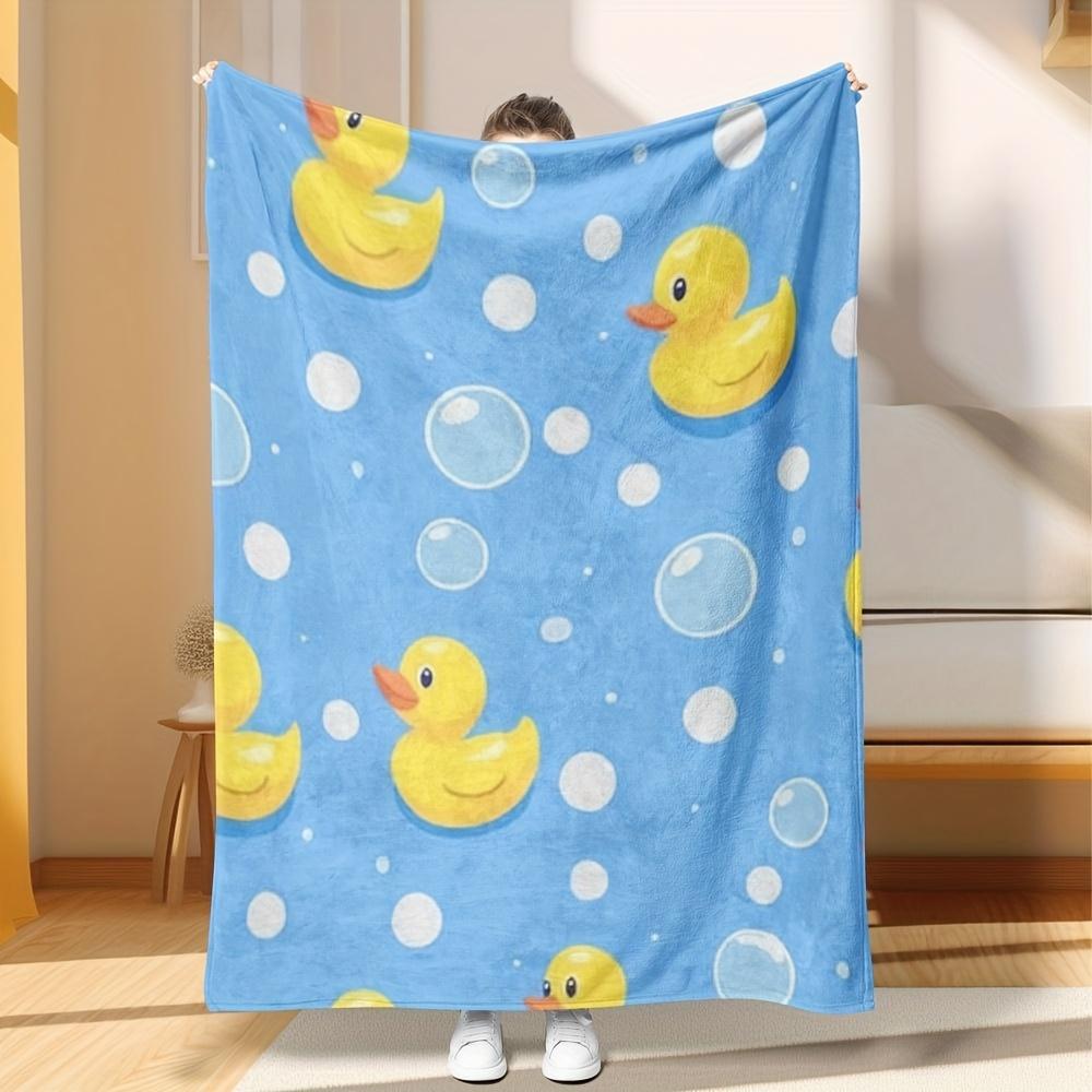 1pc Cute Rubber Ducks Throw Blanket Soft Warm All Season Decorative Blankets for Bed Chair Car Sofa Couch Bedroom