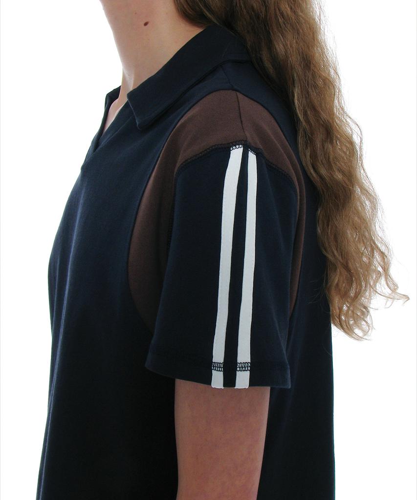 PARTIMENTO WOMEN Numbering Applique V-Neck Polo_Navy