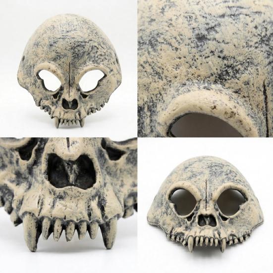 Distressed Skull Mask Halloween Half Face Mask, Horror with Adjustable Strap, Masquerade Party for Men Adults, Cosplay Costume Props