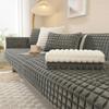 INS Plaid Thicken Plush Sofa Cover Non-slip Winter Warm Sofa Towel Mat White Grey Color L Shape Couch Slipcover for Living Room