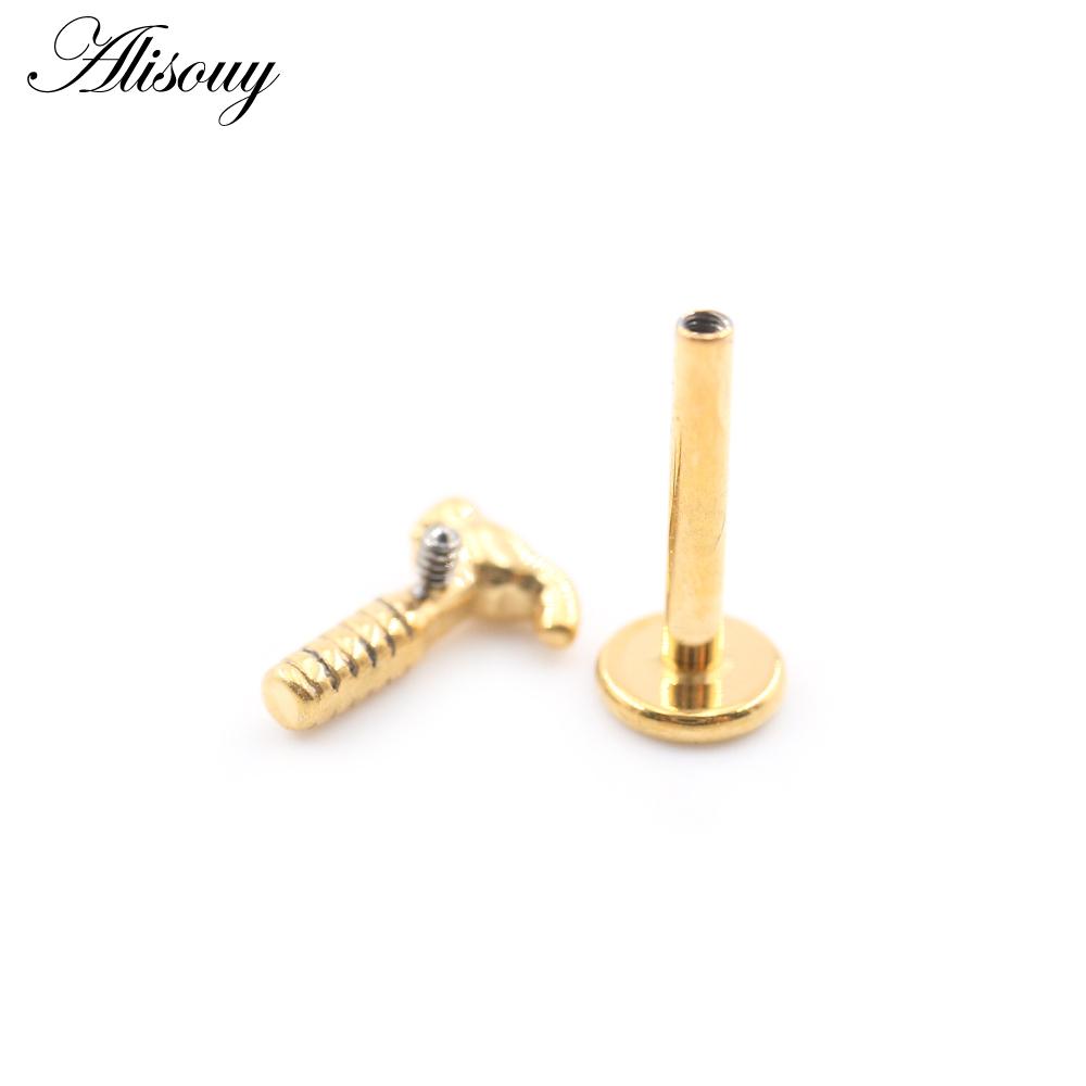 1 шт. титановая морская звезда, змея, ножницы, молоток, луна, циркон, лабрет, кольцо-гвоздик для губ, серьги для хряща уха, украшения для пирсинга тела