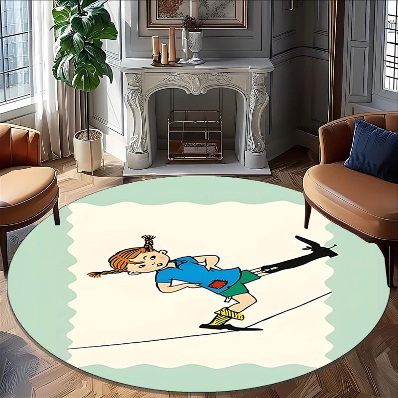1pc Pippi Longstocking2 Print Round Carpet Chair Round Carpet Suitable for Bedroom Living Room Home Decorative Carpet