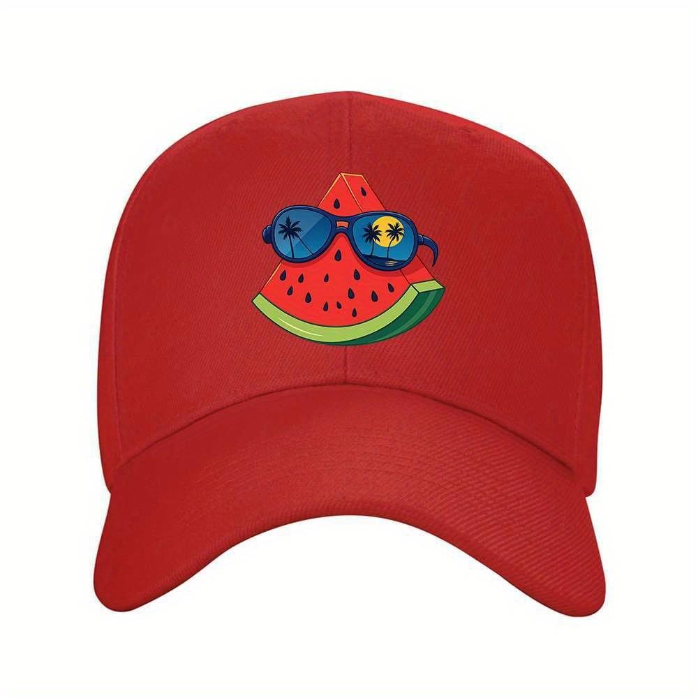 Watermelon And Glasses Summer Vibe Baseball Cap Adjustable Travel Hat