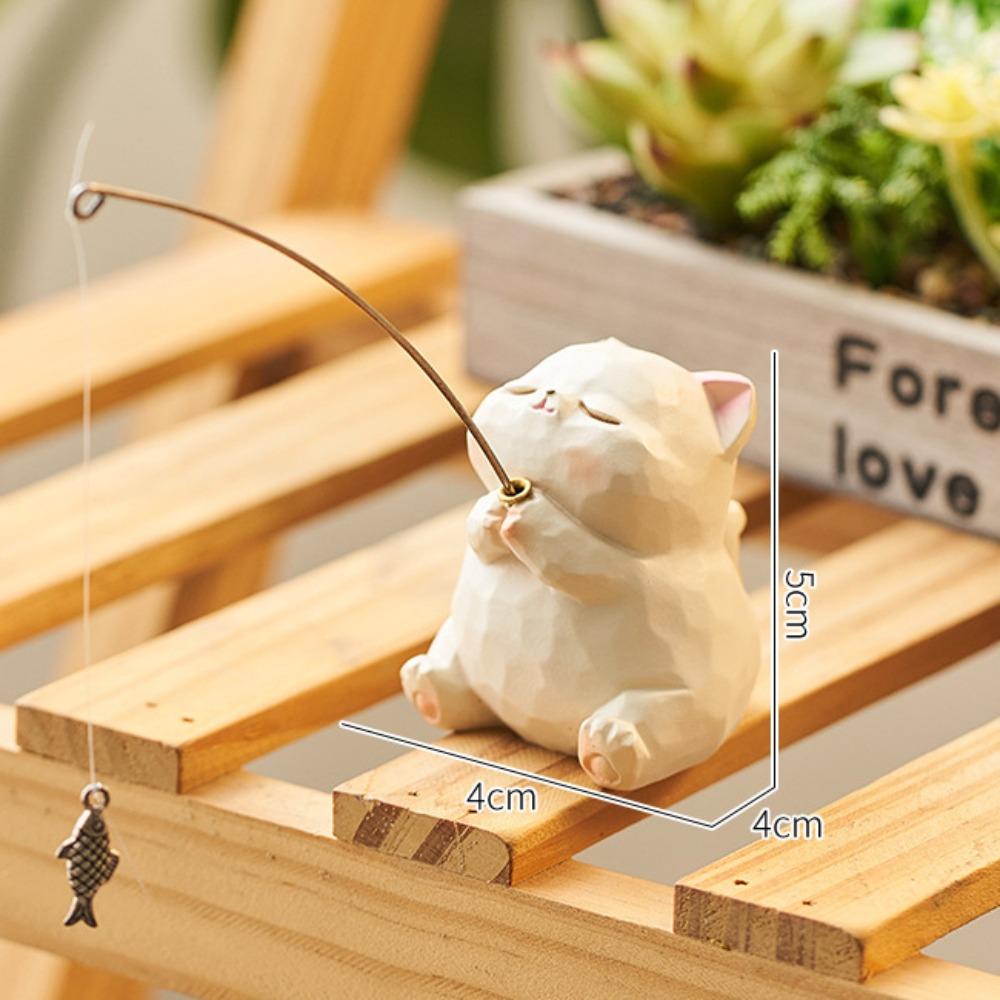 Statue Animal Fishing Ornaments Resin Computer Monitor Decorations Desktop Decorative