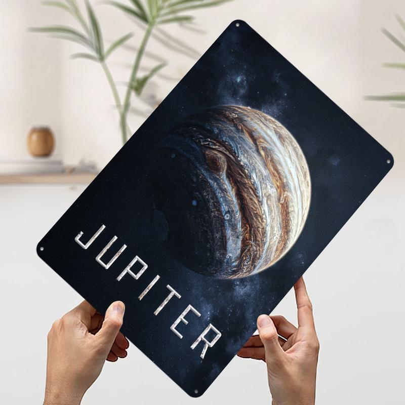 Jupiter Planet in Space Printed Poster Customized Wall Art Retro Vintage Metal Tin Signs for Desk Decor Living Room Decoration