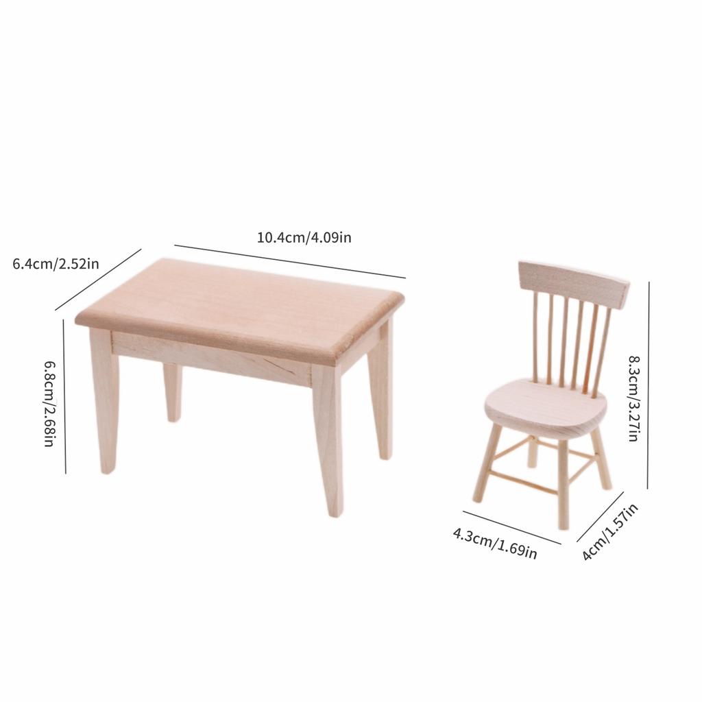 Handcrafted Miniature Wooden Table And Chair Set For Dollhouse Creative Play And Dining Room Scene Display Accessory