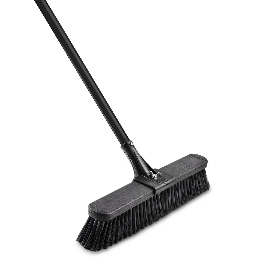 Heavy Duty Multi Surface Push Broom with Steel Handle Cleaning Concrete Brick Wood Stone and More Recycled Bristles