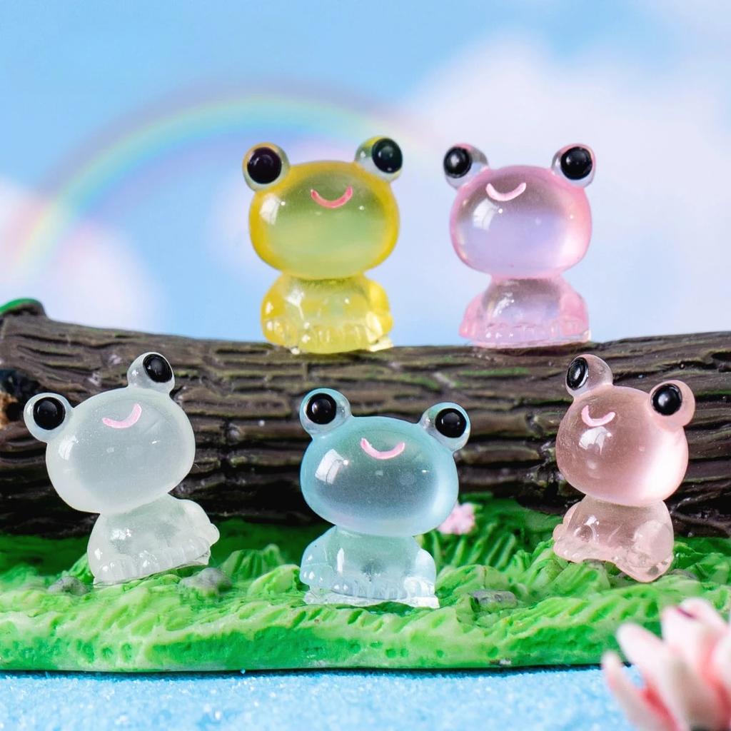 10pcs Luminous Frogs Mini Figurine Micro Landscape Decoration Frog Fairy Garden DIY Miniatures Home Decoration Accessories
