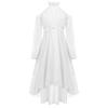 Girls Elegant Party Gown Halter Off Shoulder Long Sleeve High Waist Ruffled Irregular Hem Fake Diamond Design Dress