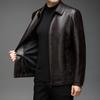 Кожаная куртка мужская осенне-зимняя мужская куртка из мягкой кожи с лацканами для мужчин среднего возраста в деловом повседневном стиле из флиса