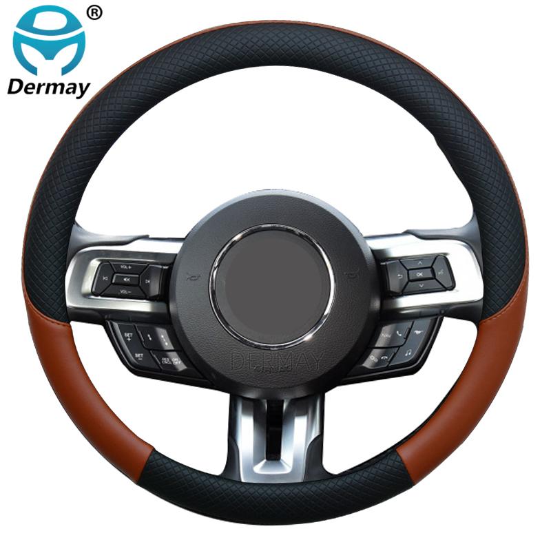 Для Ford Mustang Shelby GT 350 500 EcoBoost автомобильный чехол на руль кожаный противоскользящий 100% DERMAY брендовый авто