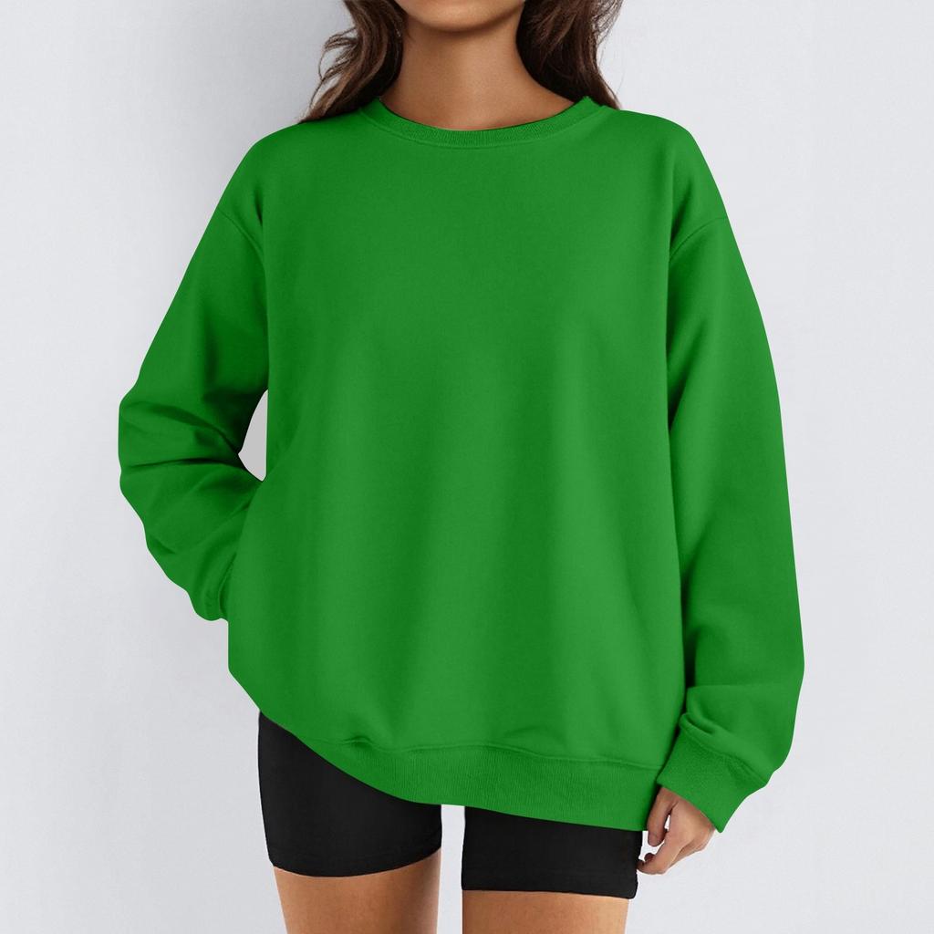 Женские зимние топы, женская толстовка с длинным рукавом, повседневная, с круглым вырезом, свободный крой, флисовые топы Pollover