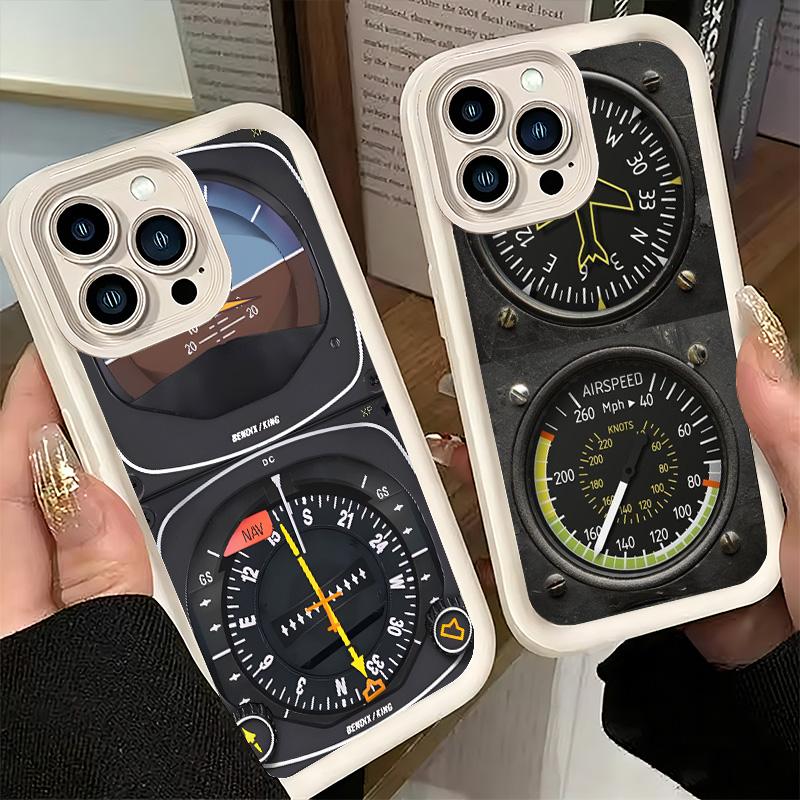 Phone Case for iPhone 17 Air 16E 15 16 Pro Max Aircraft Instrument Cockpit Radar Cover 14 Plus 13 12 Mini Soft Shell Silicone Fu