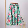Юбка с цветочным принтом и полудлинной юбкой для женщин, весна/лето, длинная, в стиле ретро, с высокой талией, эластичная, длинная юбка