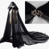 Women's Vintage Halloween Hooded Cloak - Vampire Bride Cape (Black, Red, White)
