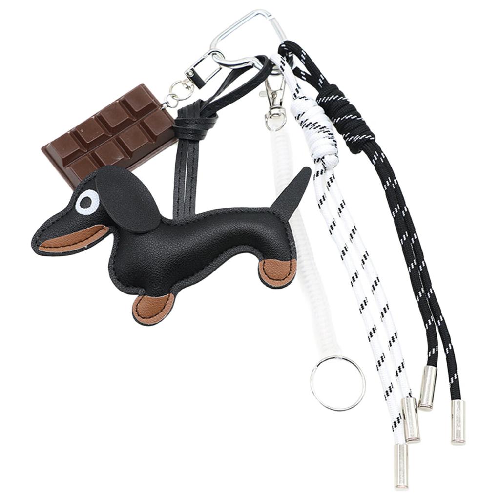 Прекрасный шоколадный брелок из ПУ, креативный брелок для ключей от машины, брелок в виде собаки-таксы, подвесные украшения, шарм для сумки для женщины