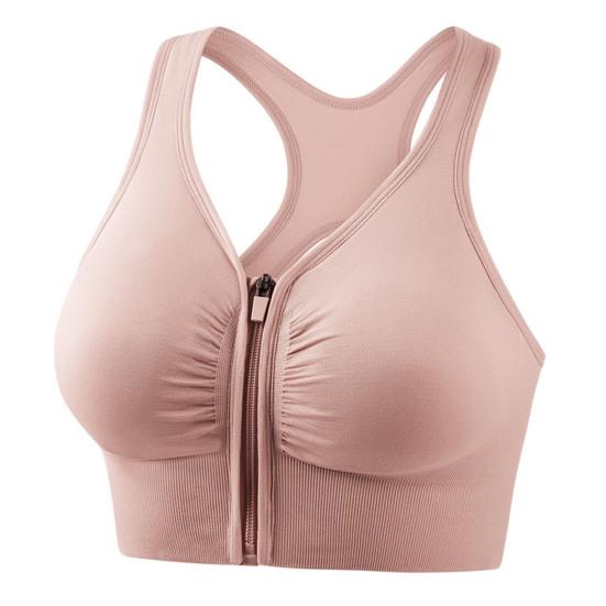 Bra Front Zipper Closure Solid Color Vest Type Hollow Out Back Adjustable Shockproof