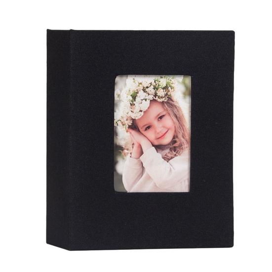 Фотоальбом Льняная обложка Фотоальбом с передним окошком 100 фотографий 4x6 Вставные фото