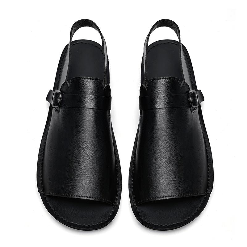 Fashion Hot Sale Men's Casual Leather Sandals Lightweight Slip-Resistant Sole Sandaly Breathable Comfortable Slippers Male Beach Shoes