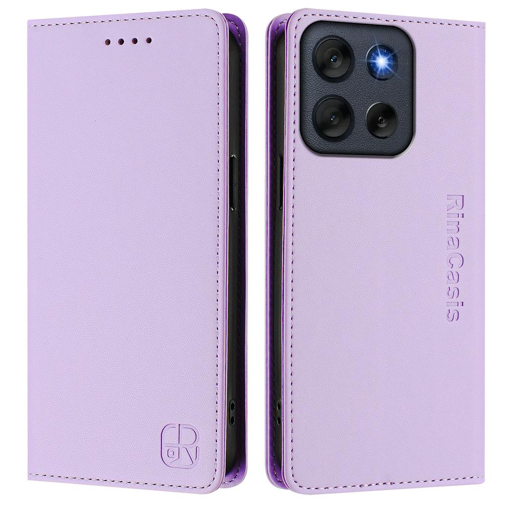 For Motorola Moto G56 5G Leather Case RINACASIS RC01 Phone Cover with RFID Blocking Wallet Stand