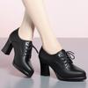 Fashion Spring Autumn Women's Pumps Fashion Deep Mouth Pumps Shoes Comfort Soft Leather Lace Up Single Shoes Mother High Heels Shoes