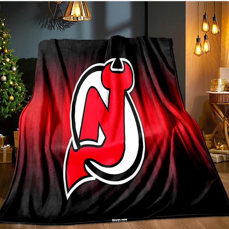 Jersey Devils Flannel Blanket, Use for Birthday/Holiday Gift, Soft Blanket for Sofa/Bed/Camping/Office/Tourism Use,All Seasons