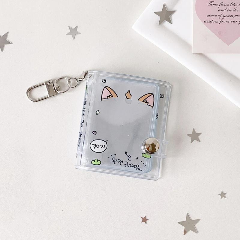 2-in-1 Mini Photo Storage Holder Portable 2 Inch Photo Album Cute Keychain Pendant for Teen Idol Card Collection Gift