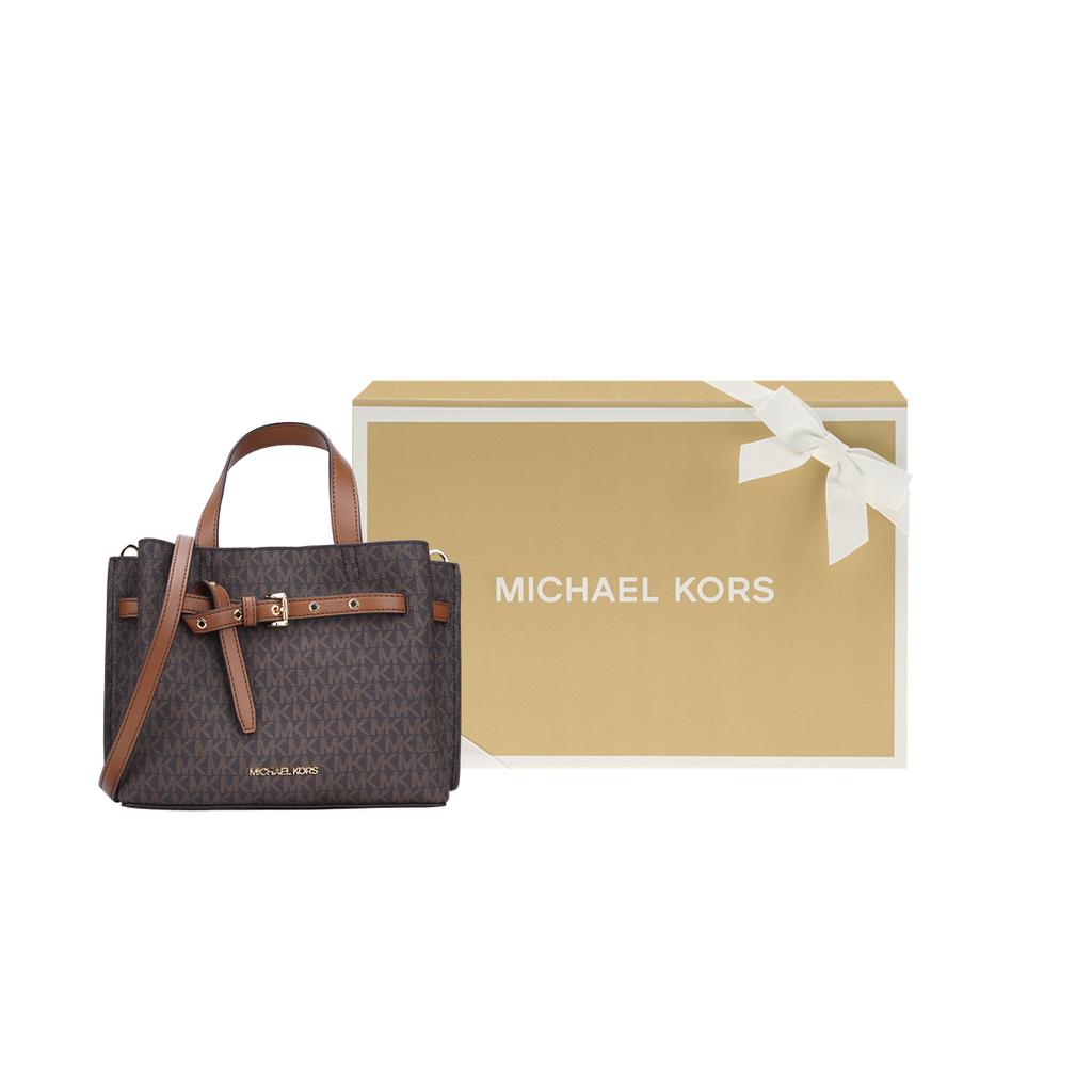 MICHAEL KORS Emilia Coated Canvas Shoulder Bag, Crossbody Bag, Handbag Small Women's Acorn Brown 35H0GU5S1B-BROWN