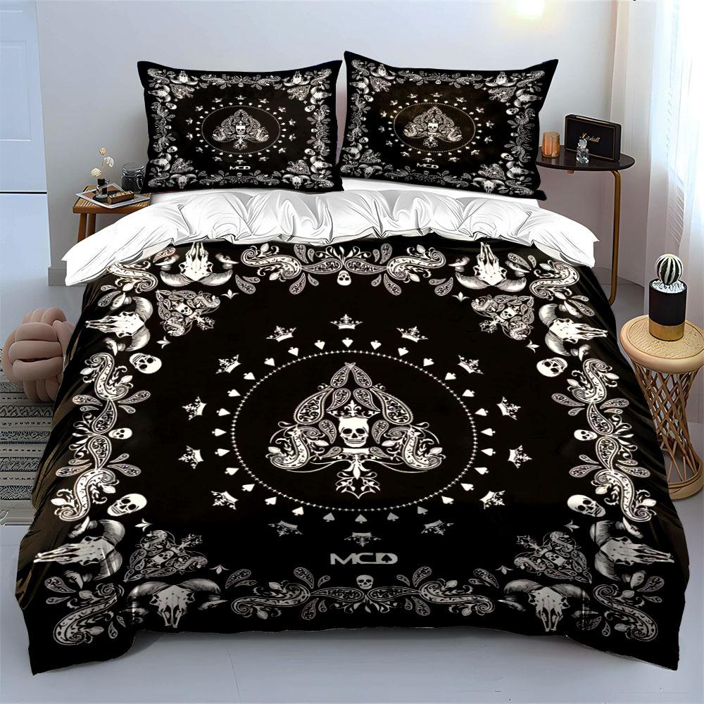 Skull and Paisley Bandana Bedding Duvet Cover Set Duvet Cover Pillowcases  (1*Duvet Cover 2*Pillowcases, without duvet insert)