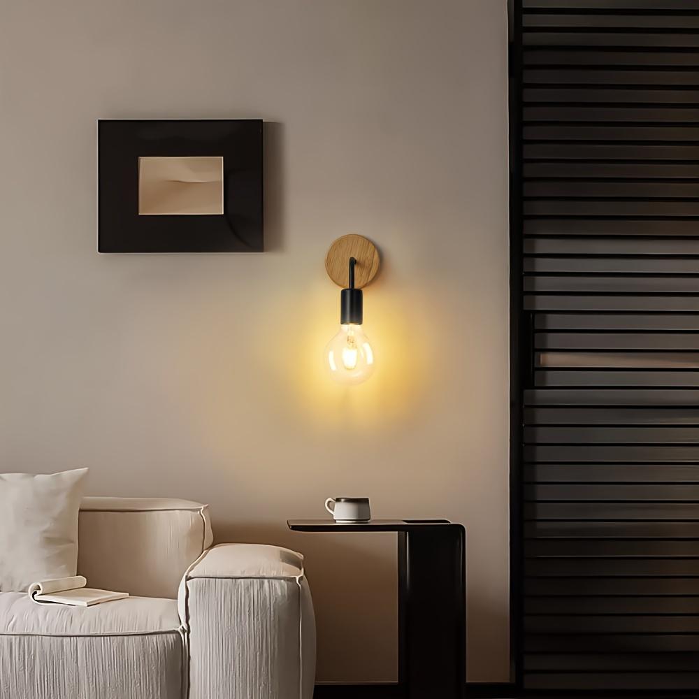 Деревянная настенная лампа, винтажное бра, настенные светильники, E27, прикроватная лампа в стиле ретро, индустриальный декор, светильник для столовой и спальни