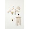 (boxed) Suzene With Teddy Bear Embroidered 100% Cotton Newborn Clothes 5-piece Hospital Bodysuit Set